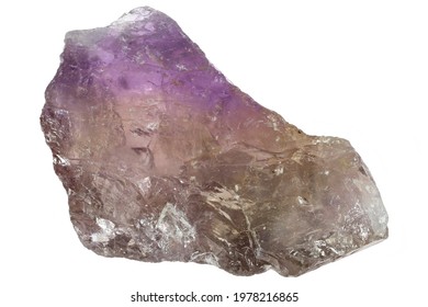 Ametrine Crystal  From Anahi Mine, Bolivia Isolated On White Background