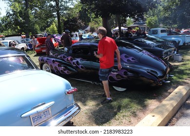 Amhurstburg, Ontario, Canada - July 30 2017: Beautiful Low Rider At A Public Car Show