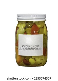 Amish Canned Chow Chow in a Jar, with a White Label Stating it with out a Background - Shutterstock ID 2255374509