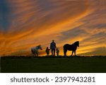 Amish Family with animals View Sunset, Sugarcreek, Ohio. created 08.23.22                                