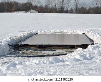 An Amish Form Built With Wood And Filled With Water For Harvesting Ice