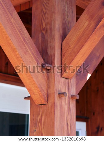            Amish mortise & tenon support beam with locking pegs                    