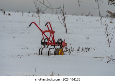 Amish Plow In Winter, York County, Pennsylvania, USA