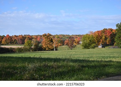 Amish Sugarhouse In The Autumn Countryside