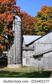 Amish Wooden Barn In Autumn