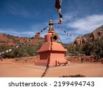 Amitabha Stupa on a Beautiful Summer Day in a Buddhist Peace Park in Sedona, Arizona