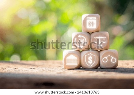 AML, Anti Money Laundering concept, Wooden block on desk with anti money laundering icon on virtual screen.