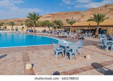 AMMAN BEACH, JORDAN - MARCH 21, 2017: Swimming Pool At The Amman Beach Tourist Resort At The Dead Sea, Jordan