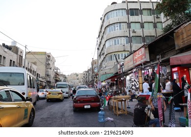 Amman, Jordan - Auqust 25, 2022 : Amman Downtown - People And Market