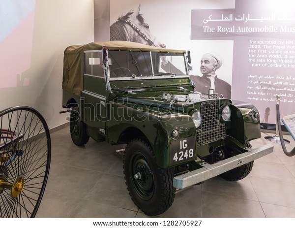 Amman, Jordan, December 07, 2018 : Original\
Land Rover Series1 1952 at the exhibition in the King Abdullah II\
car museum in Amman, the capital of\
Jordan.