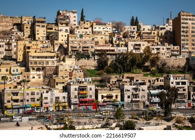 Amman, Jordan, March The 3rd 2018. The View Of The City From The Top Of The Roman Amphitheatre.