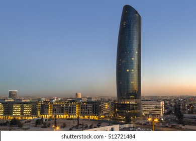 Amman Jordan - October 01, 2016: sunset on Rotana Hotel at abdali area Amman , Jordan on October 01, 2016.