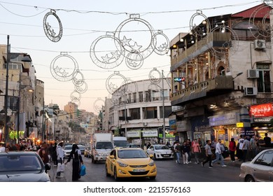 Amman, Jordan - October 13, 2022 : People Shopping In Amman Downtown At Evening