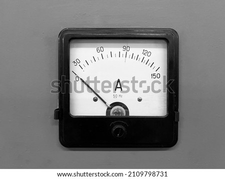 Ammeter - a device for measuring current in amperes. Black and white photo