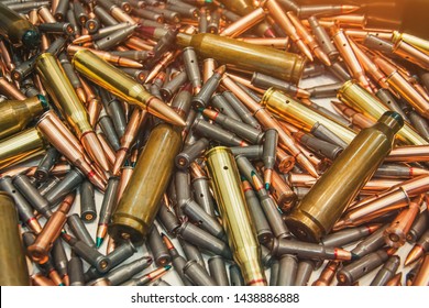 Ammo Bullets, Military War Background. Army Supplies Texture