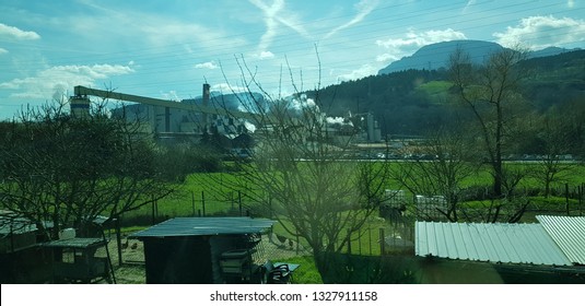 Amorebieta, Bizkaia, Basque Country, Euzkadi, Spain, March, 1, 2019: Facilities Of The Smurfit Kappa Paper Mill In Amorebieta