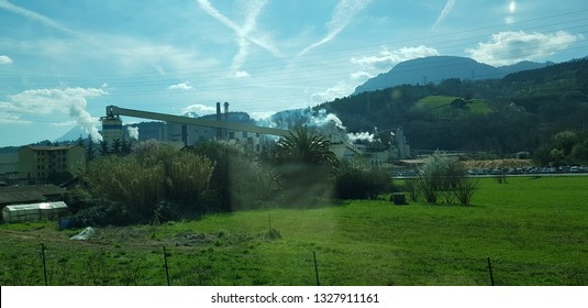 Amorebieta, Bizkaia, Basque Country, Euzkadi, Spain, March, 1, 2019: Facilities Of The Smurfit Kappa Paper Mill In Amorebieta