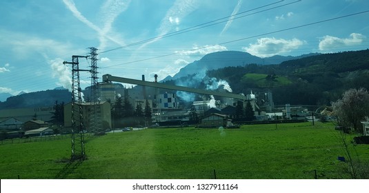 Amorebieta, Bizkaia, Basque Country, Euzkadi, Spain, March, 1, 2019: Facilities Of The Smurfit Kappa Paper Mill In Amorebieta