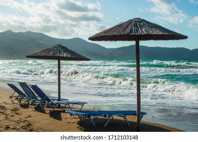 Amoudara empty beach Crete Greece
