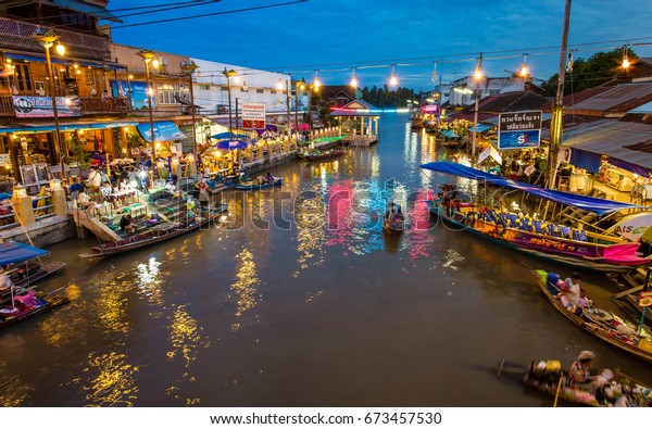 Amphawa Thailandjune 10 Amphawa Floating Market Stock Image