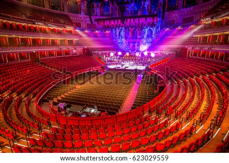 Amphitheater and scene at Royal Albert Hall. London, Great Britain.