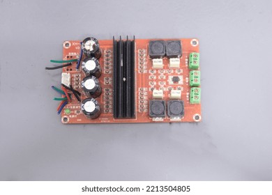 Amplifier Circuit Board With Red Circuit Board