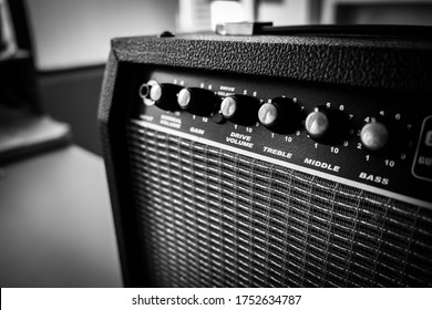 Amplifier For Guitars In The Music Practice Room.