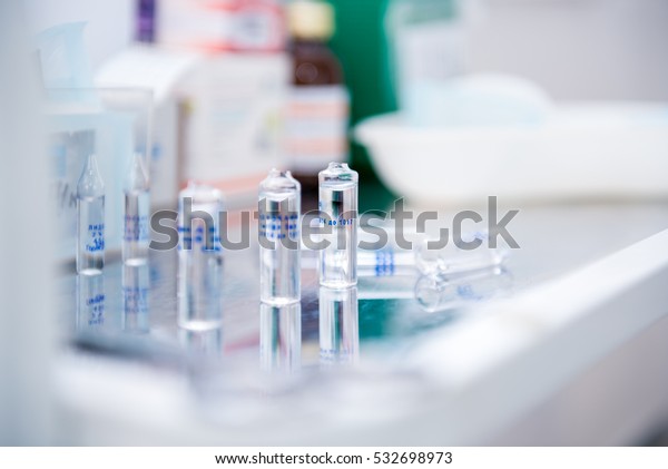 Ampoule Medicine On Medical Table Operating Stock Photo