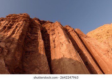 Amram's Pillars, a central geologic feature of the Arava Desert in southern Israel's Eilat Mountains, formed by millenia of sandstone erosion. 