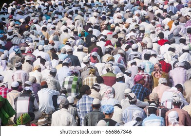 AMRAVATI, MAHARASHTRA, INDIA 26 JUNE 2017 : A large number of people offered morning prayer at the Eidgah today morning on the occasion of Ramadan Eid. 