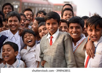 AMRAVATI, MAHARASHTRA, INDIA -  FEBRUARY 5 : Happy Indian rural school boy and girl at their school,  Amravati , Maharashtra, India 5 February 2016.