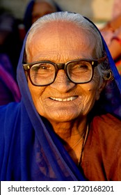 Amreli; Gujarat; India : Sep. 20; 2009; Concept, Wrinkled Face South Asian Indian Rural Woman Of 95 Years Old She Is Happy & Smiling