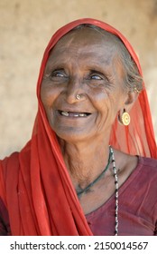 Amreli Gujarat India Sep. 20 2009  South Asian Indian Rural Woman Of 85 Years Old She In Happy Mood And  Smilling