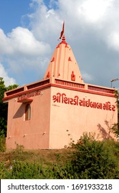 Amreli; Gujarat; India : Sep. 26; 2009 : Blue Sky Pink Colour Temple Of Shirdi Sai Baba District Amreli Gujrat 