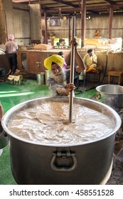 Amritsar, India - March 29, 2016: Unidentified Sikh People Doing Sewa Or Seva (volunteer Work) In The Common Kitchen Of Sikh Golden Temple In Amritsar, India.