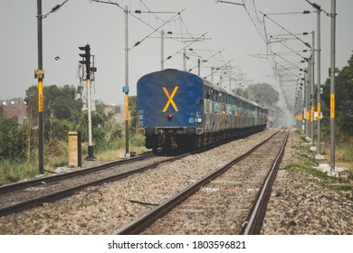 Amritsar, Punjab - August 2020 : Indian Railways Shramik Express Heading  Towards Its Destination. Regular Trains Are Suspended Due To Coivd-19 (Corona Virus)