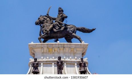 Amritsar, Punjab, India-April 11, 2018: This Is The Statue Or Sculpture Of Maharaja Ranjit Singh Who Was The Leader Of The Sikh Empire.