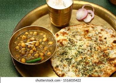 Amritsari Kulch And Chole Or Aloo Kulcha With Choley, Indian Street Food