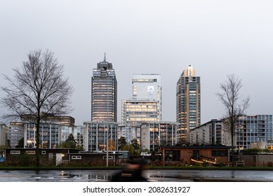 Amsterdam 29 November 2021 Amsterdam City Scape Rainy November Morning