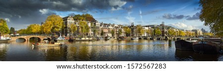 Similar – Image, Stock Photo Beautiful Architecture Of Dutch Houses and Houseboats On Amsterdam Canal In Autumn