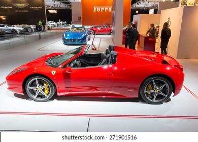 AMSTERDAM - APRIL 16, 2015: Ferrari 458 Spider At The AutoRAI 2015. The 458 Replaced The Ferrari F430 In 2009 And Is Now Replaced By The Ferrari 488 GTB Which Was Unveiled In Geneva 2015.