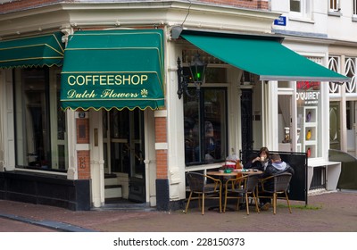 AMSTERDAM - AUGUST 26: Coffeeshop Exterior At Daytime On August 26, 2014 In Amsterdam.