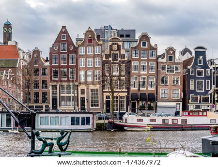 Similar – Image, Stock Photo Architecture Of Dutch Houses Facade and Houseboats On Amsterdam Canal