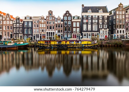 Similar – Image, Stock Photo Architecture Of Dutch Houses Facade and Houseboats On Amsterdam Canal