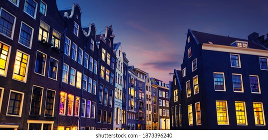 Amsterdam Canal At Night, Netherlands