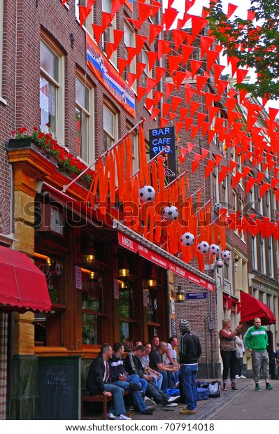 Amsterdam Holland June 2010 Decorative Flags Buildings Landmarks