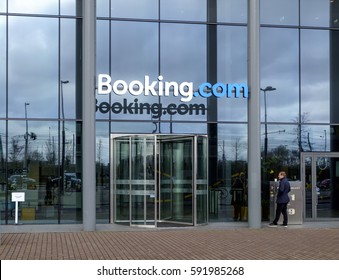 Amsterdam, March 2017. Entrance Of The Office Of Booking.com, On-line Accommodation Booking Company