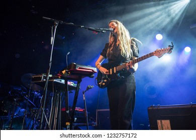 Amsterdam, The Netherland - 30 October 2018: concert of Swiss singer Sphie Hunger at Paradiso Noord Tolhuistuin in Amsterdam