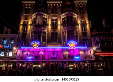 Amsterdam, Netherlands - 01/05/2019: The Most Famous Coffeeshop In Amsterdam - The Bulldog