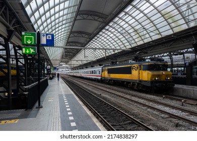 Amsterdam, The Netherlands - 21 June 2022: Nederlandse Spoorwegen Train In Amsterdam Central Station